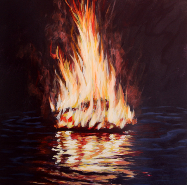 Flame #4, 12" x 12",  acrylic on aluminum  SOLD