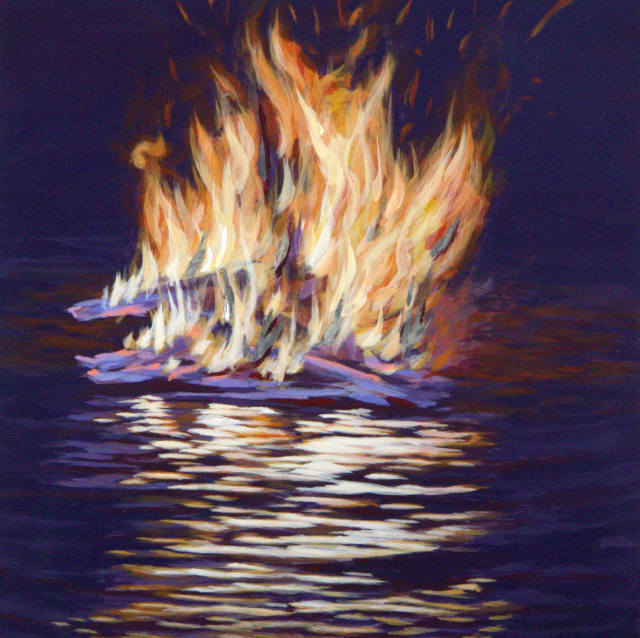 Flame #8, 12" x 12", acrylic on aluminum panel