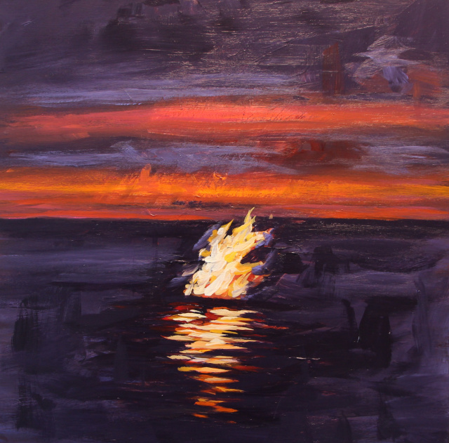 Flame #5, 12" x 12",  acrylic on aluminum panel